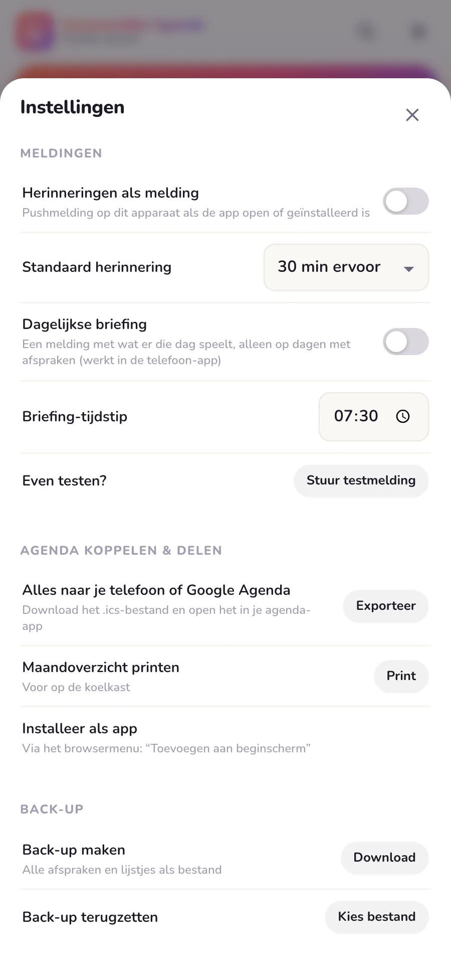 De ochtendbriefing in de app: een melding aan het begin van de dag met alle afspraken van het gezin